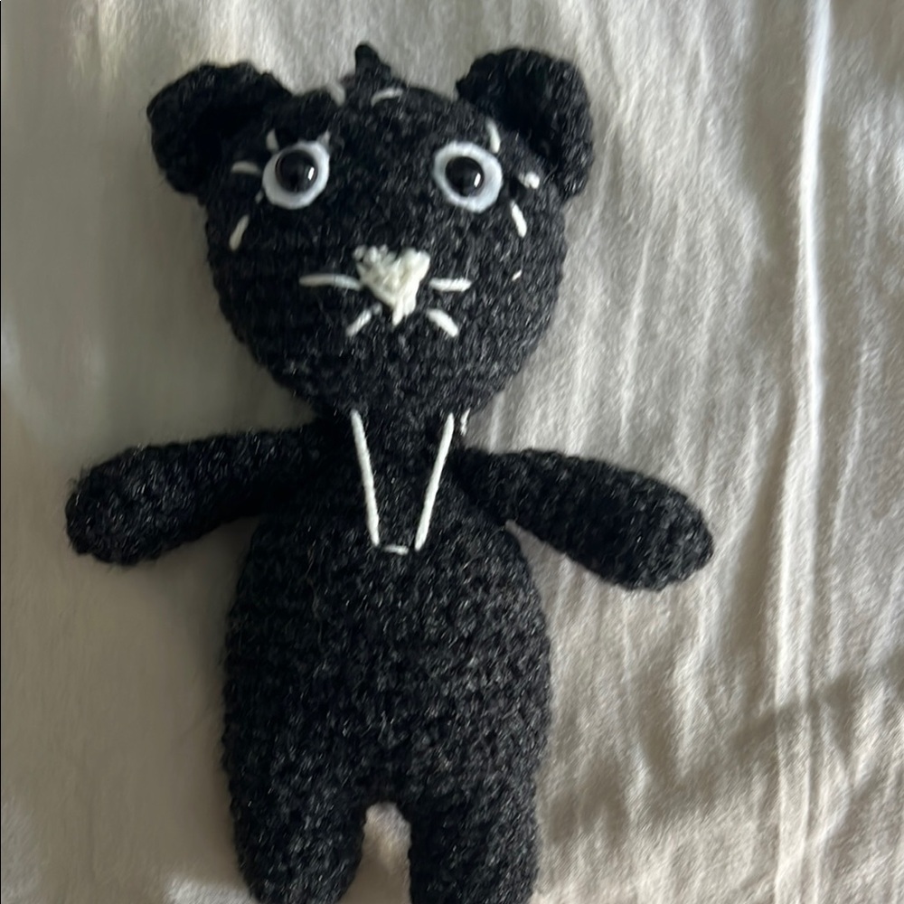 Handmade Black Crochet Cat Plush